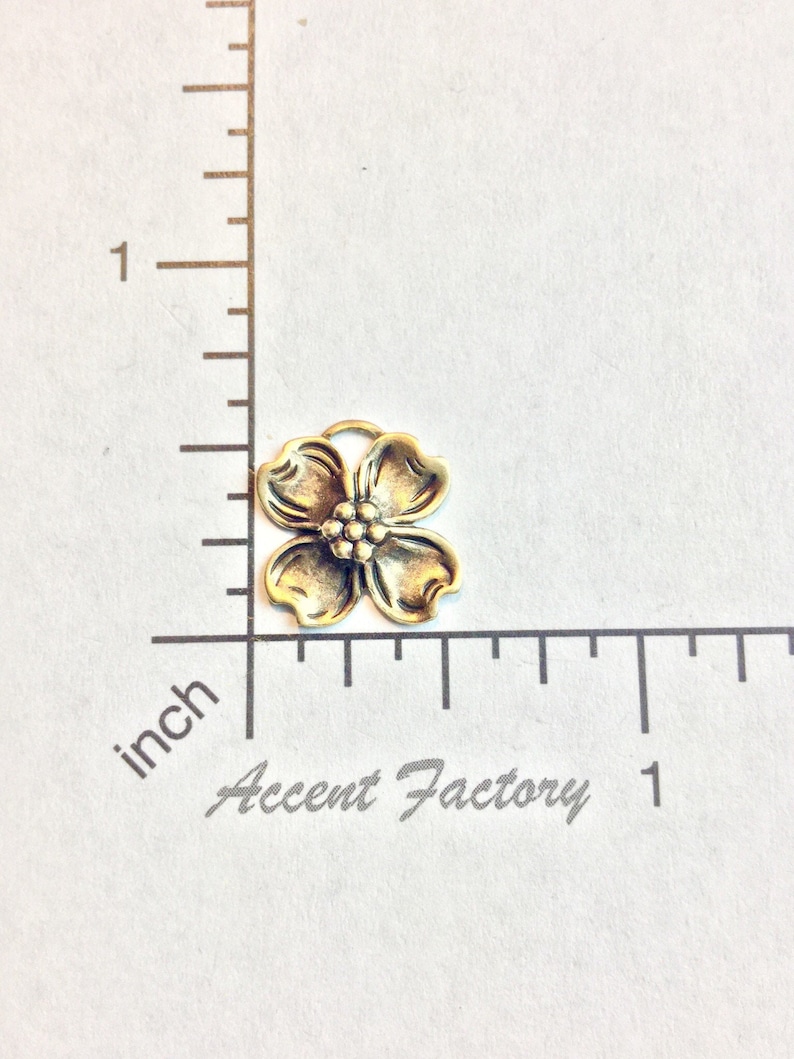 2 Pieces Brass Oxidized Dogwood Floral Jewelry Findings – Stampings Or Charms – USA Made