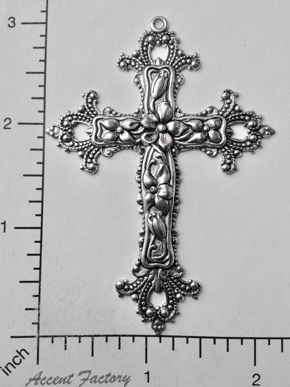 36644 - Victorian Cross Pendant Finding Matte Silver Oxidized - Etsy