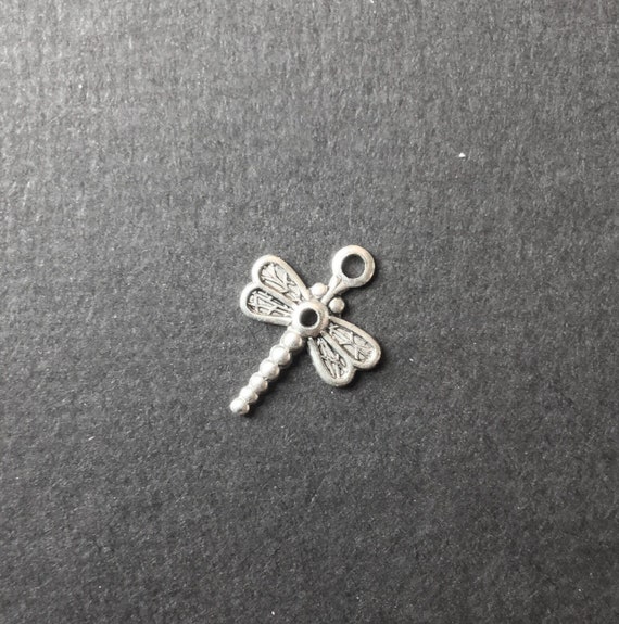34584 - 6 Pc Small Dragonfly Charm Jewelry Finding Matte