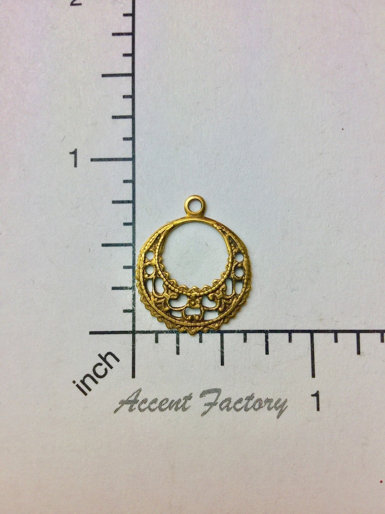 27603-4 Pc Round Dangle Filigree wLoop Brass Jewelry Finding Stamping Brass Ox