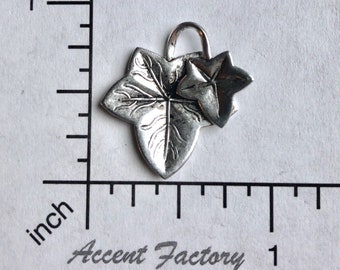 32624 - 2  Pc Victorian Ivy Leaves Jewelry Finding Matte Silver Oxidized