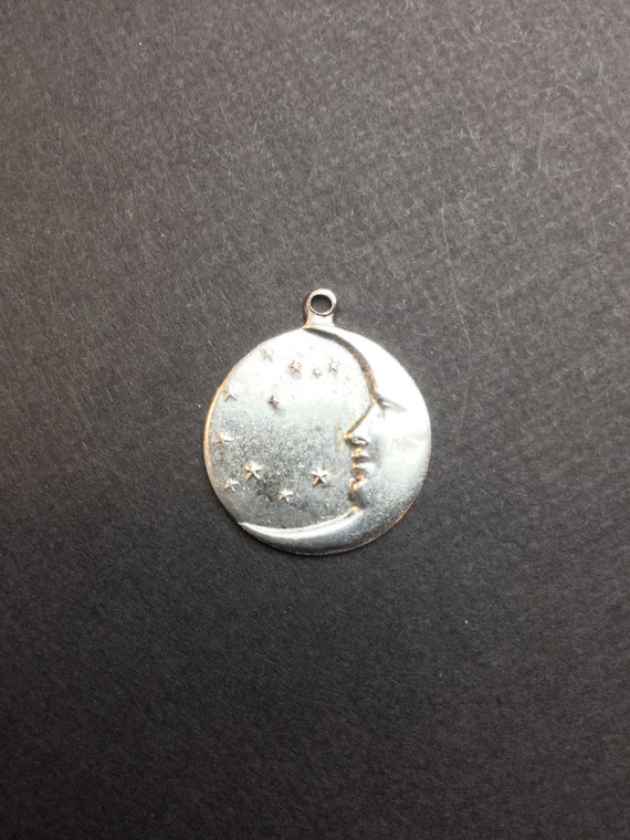 37674-3 Pc Moon w/Stars Charm Jewelry Finding Silver Oxidized 
