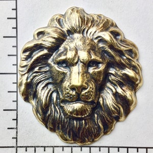 45063 - Large Lion Head Jewelry Finding Stamping Brass Ox