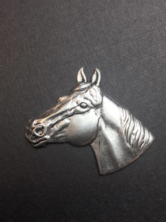 40004-3 Pc Horse Head Charm Jewelry Finding Matte Silver Oxidized 
