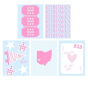 Miami University Ohio Blue and Pink Art Bundle
