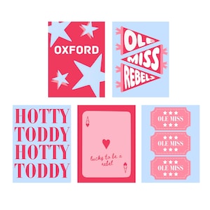 University of Mississippi (Ole Miss) Blue and Red Art Print Bundle