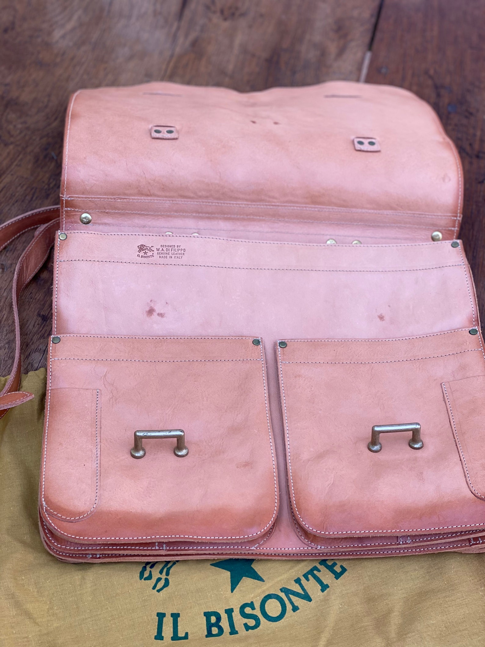 Vintage Il Bisonte Natural Leather Messenger Briefcase | Etsy