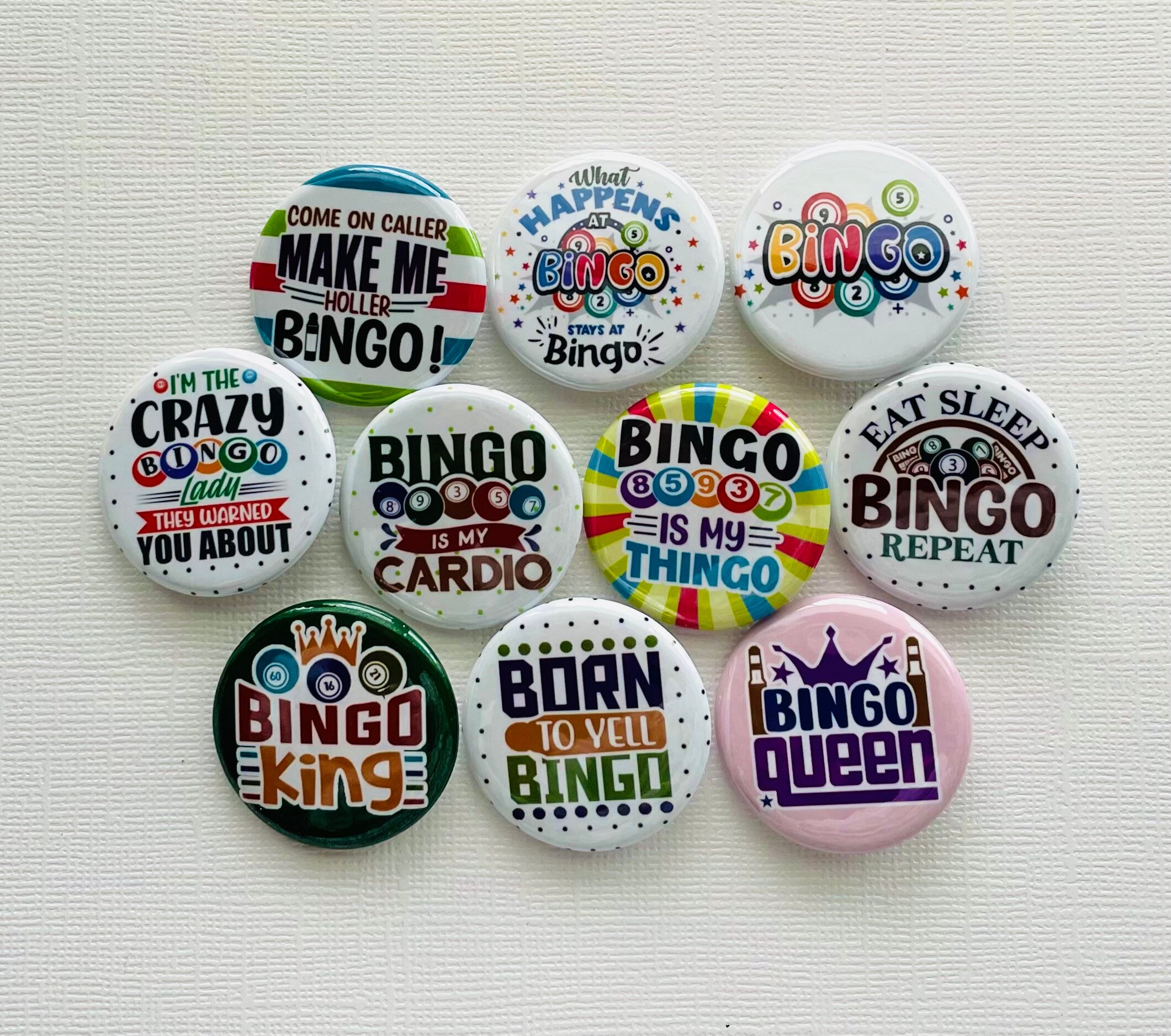 Hat Pin Bingo Example Bingo Button Pins Set of 10 - 1.25