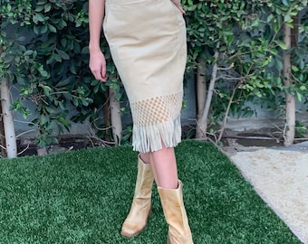 70s fringe leather skirt