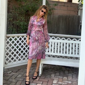 60s Dress Purple Flowers