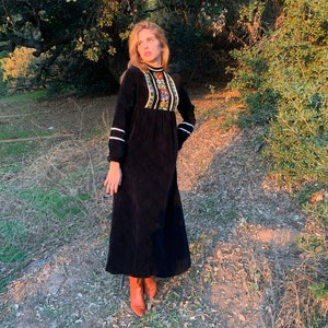 70s velvet embroidered dress