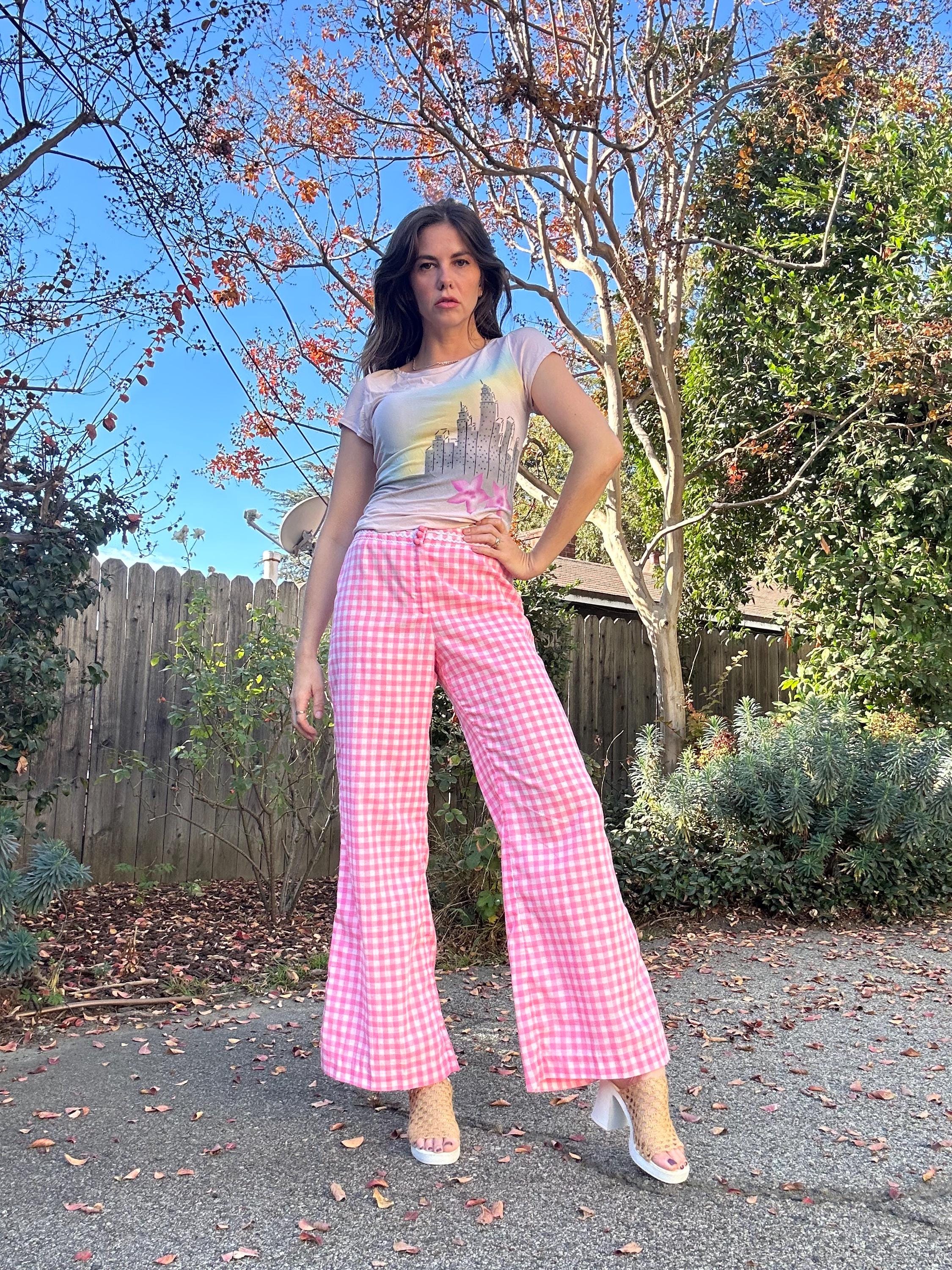 パンツ 70s check pants 70s Pink Checkered Pants - Etsy Israel