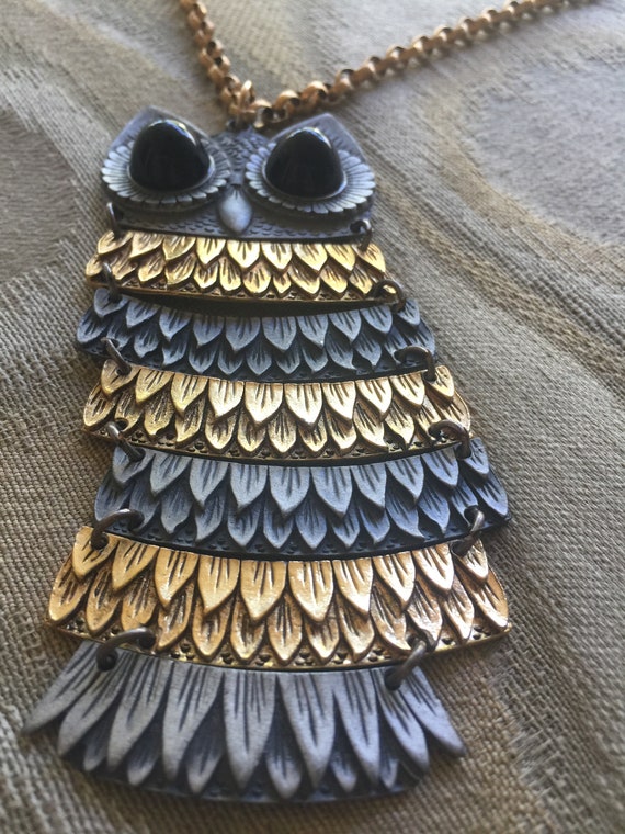 70s night Owl Necklace - image 4