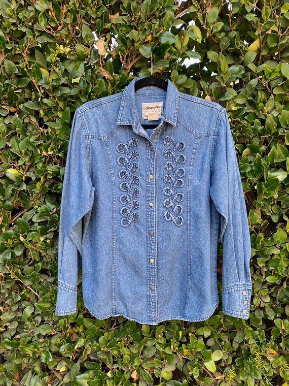 70s Wrangler:  Western Wear Jean button up - image 6