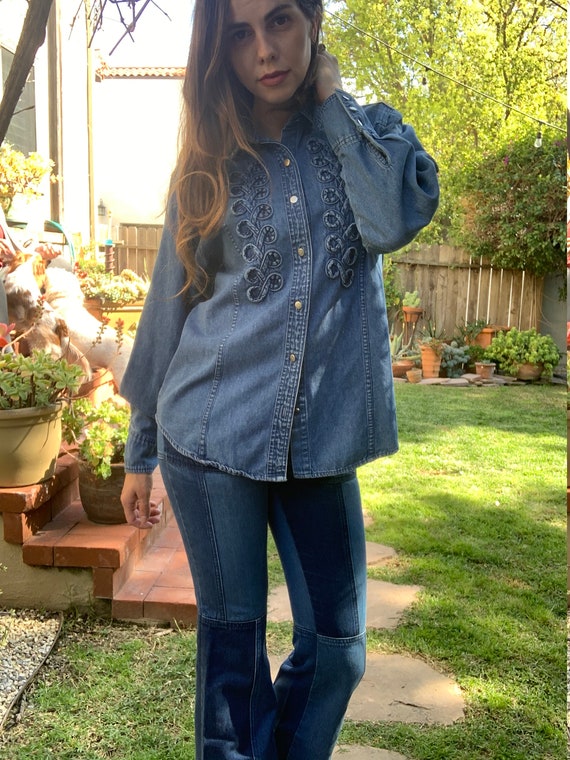 70s Wrangler:  Western Wear Jean button up - image 2