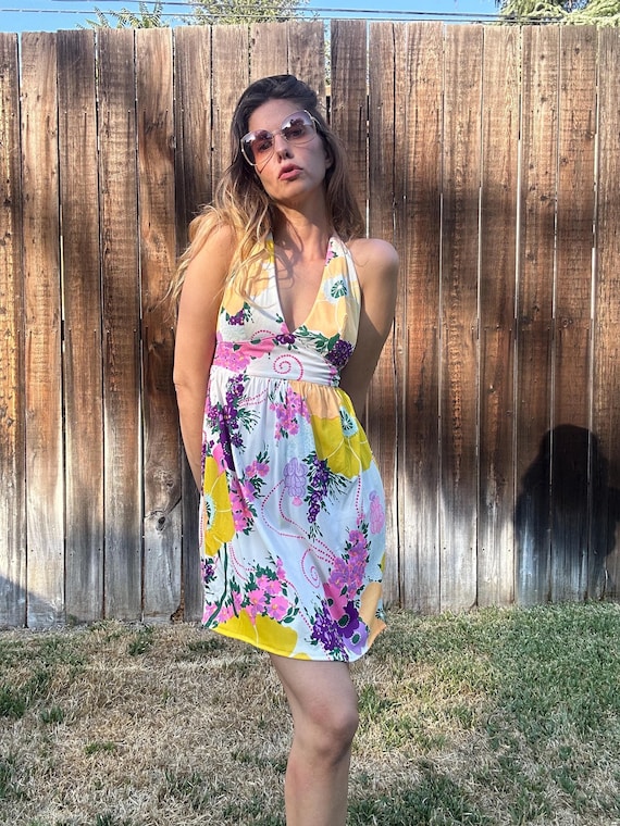 70s halter mini dress Banquet/Catering Uniforms