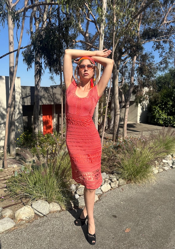 Coral Crochet dress