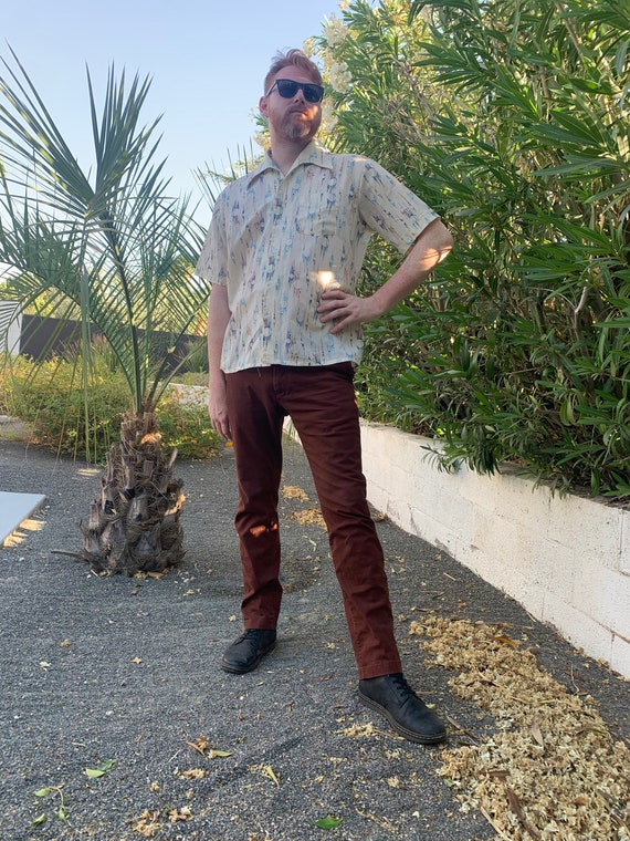 70s Abstract Mens button up - image 3