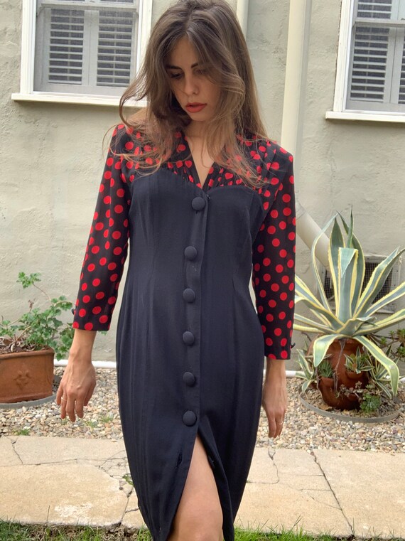 80s dress red dots - image 3