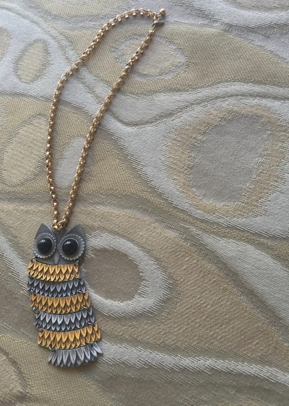 70s night Owl Necklace - image 1