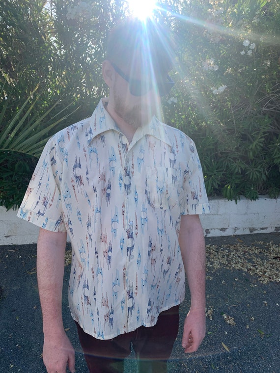 70s Abstract Mens button up - image 2