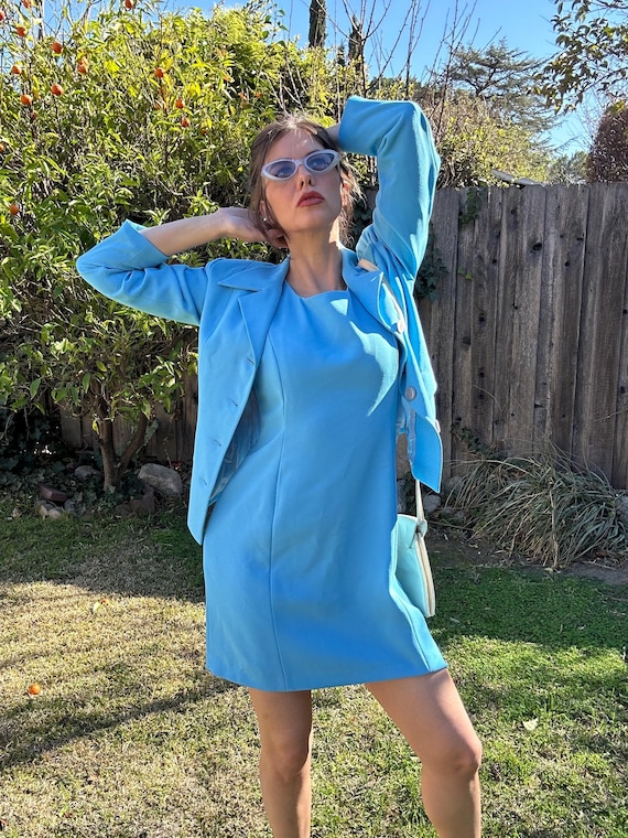 90s Baby Blue Dress and Jacket