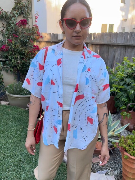 80s abstract button down - image 1