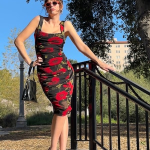 90s dolce and gabbana dress 1990S DOLCE & GABBANA Purple Black Silk Mini Cocktail Dress