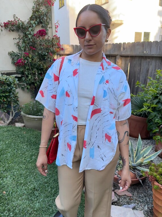 80s abstract button down - image 4