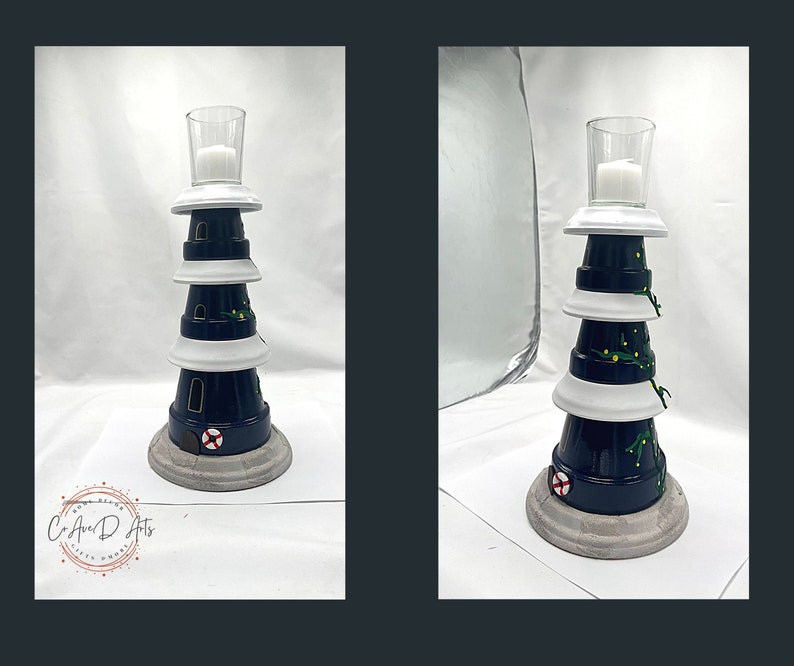 Table Top Light House With Candle yard Artmade to Etsy