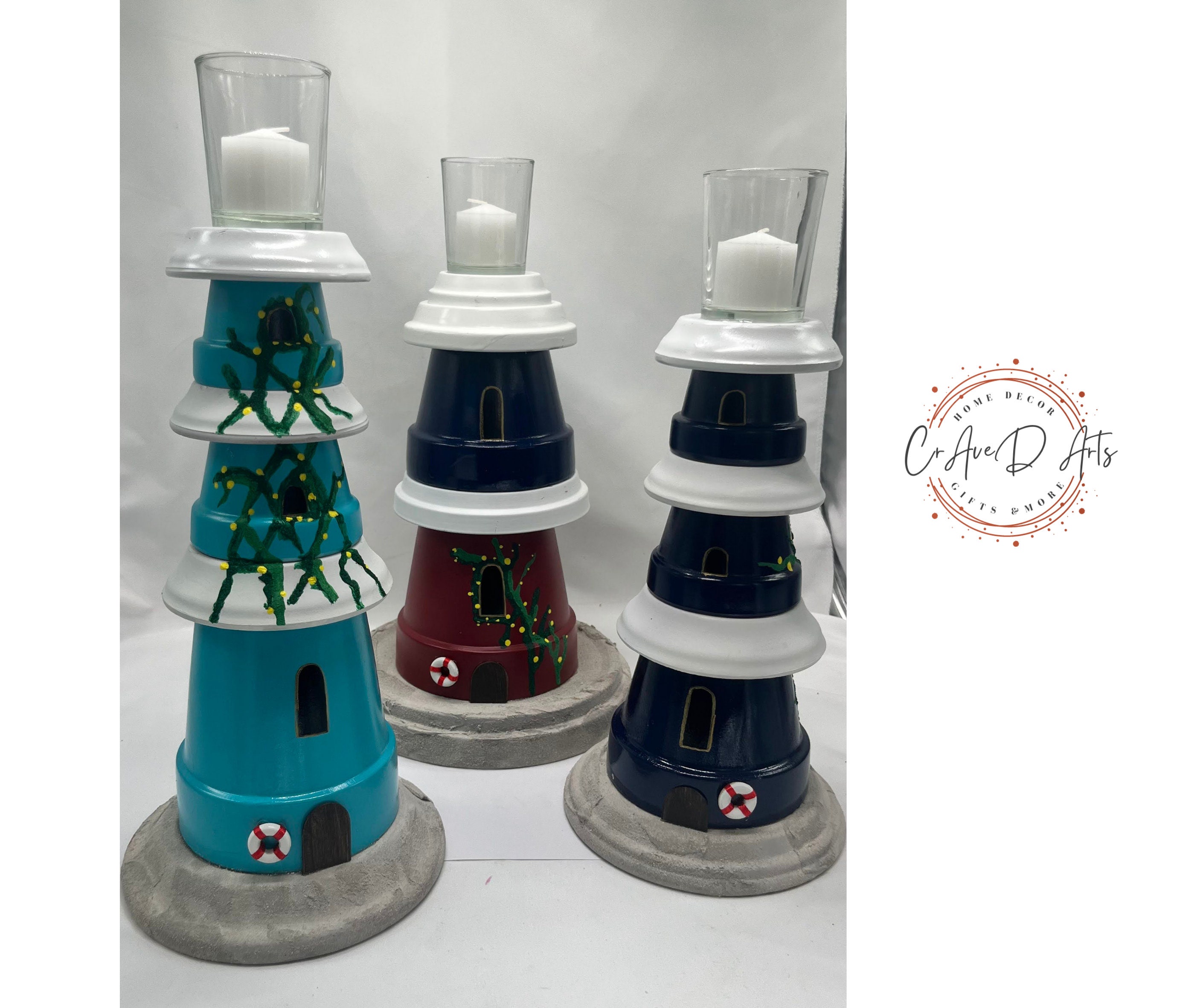 Table Top Light House With Candle yard Artmade to Ordernautical Theme