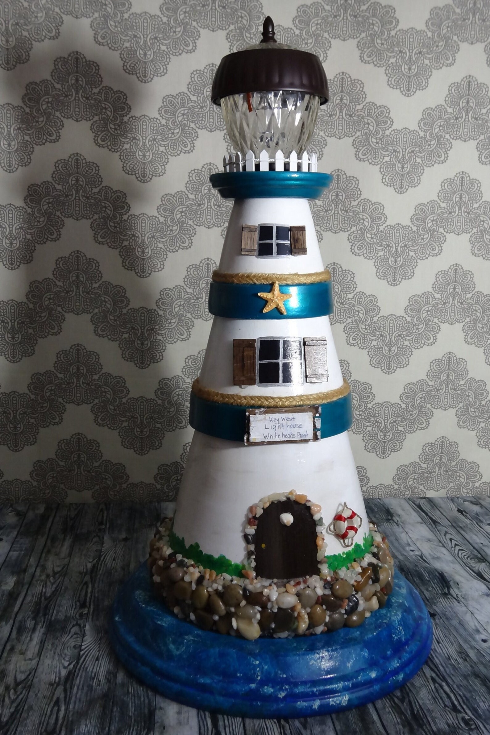 Solar Lightclay Pot Lighthouseyard Artmade to Ordernautical Theme
