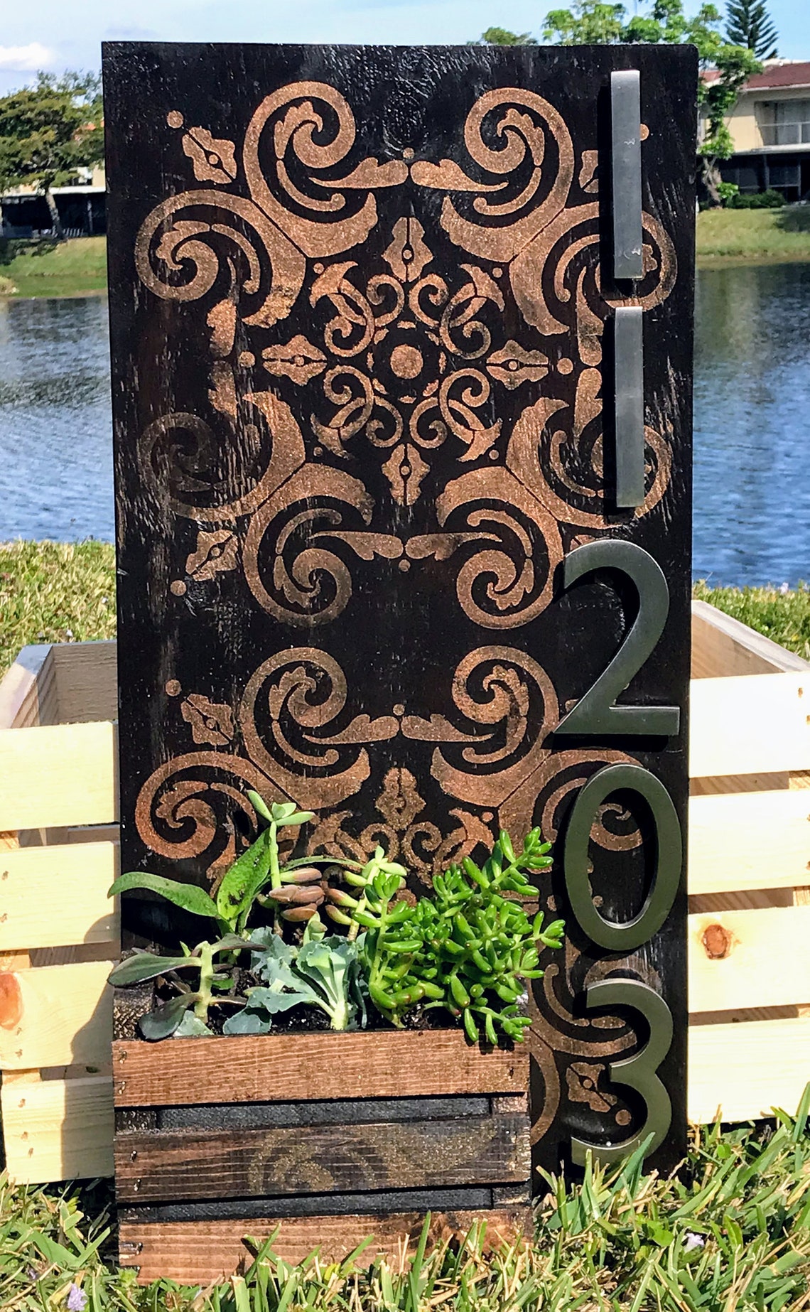 Address Marker With Planter Planter Boxhouse Number Sign Etsy