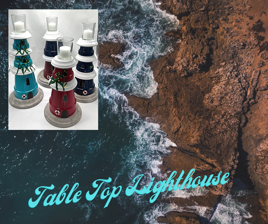 Table Top Light House With Candle yard Artmade to Ordernautical Theme