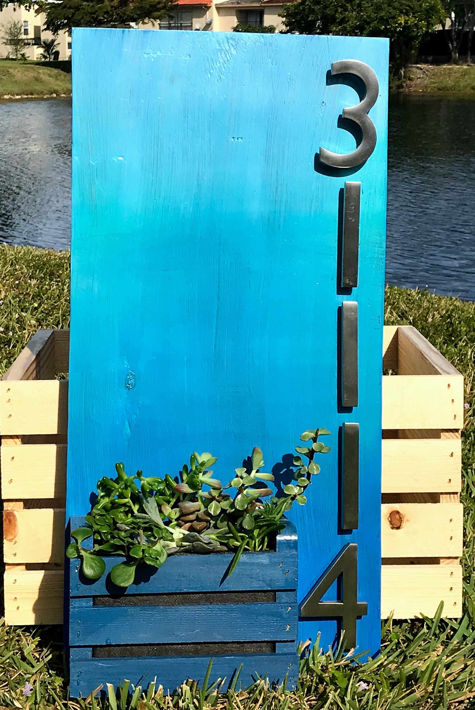 Address Marker With Planter Planter Boxhouse Number Sign Etsy