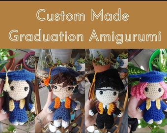 Custom Made Graduation Amigurumi Figurine // College // University // High School // Kawaii Crochet Doll Plushie // MESSAGE BEFORE ORDERING