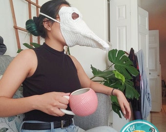 Wzór na szydełkową maskę na dżumę w formacie PDF // Kostium na Halloween lekarza na dżumę dymieniczą // Maska na twarz kruka // Produkty na kwarantannę // Hobby DIY