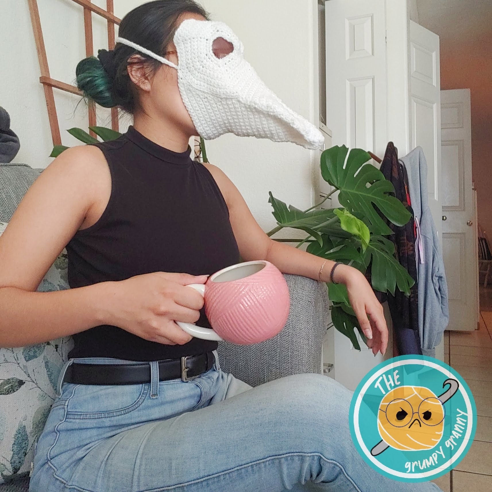 Crochet Plague Mask PDF Pattern // Bubonic Plague Doctor Halloween costume // Raven Face Mask Bird // Quarantine Makes // Hobby DIY