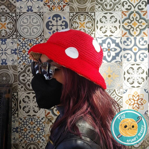 Mushroom Bucket Hat Crochet PDF Pattern 