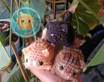Brelok z kotem amigurumi na szydełku / Piłeczka antystresowa / Zabawka sensoryczna / Kawaii / Ręcznie robiona / Miękka / Prezent dla kotka / Miłośnik natury