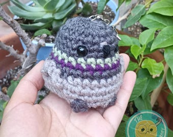 Brelok z gołębiem amigurumi na szydełku / Piłeczka antystresowa / Zabawka sensoryczna / Kawaii / Ręcznie robiona / Miękki / Prezent dla obserwatora ptaków / Miłośnika przyrody