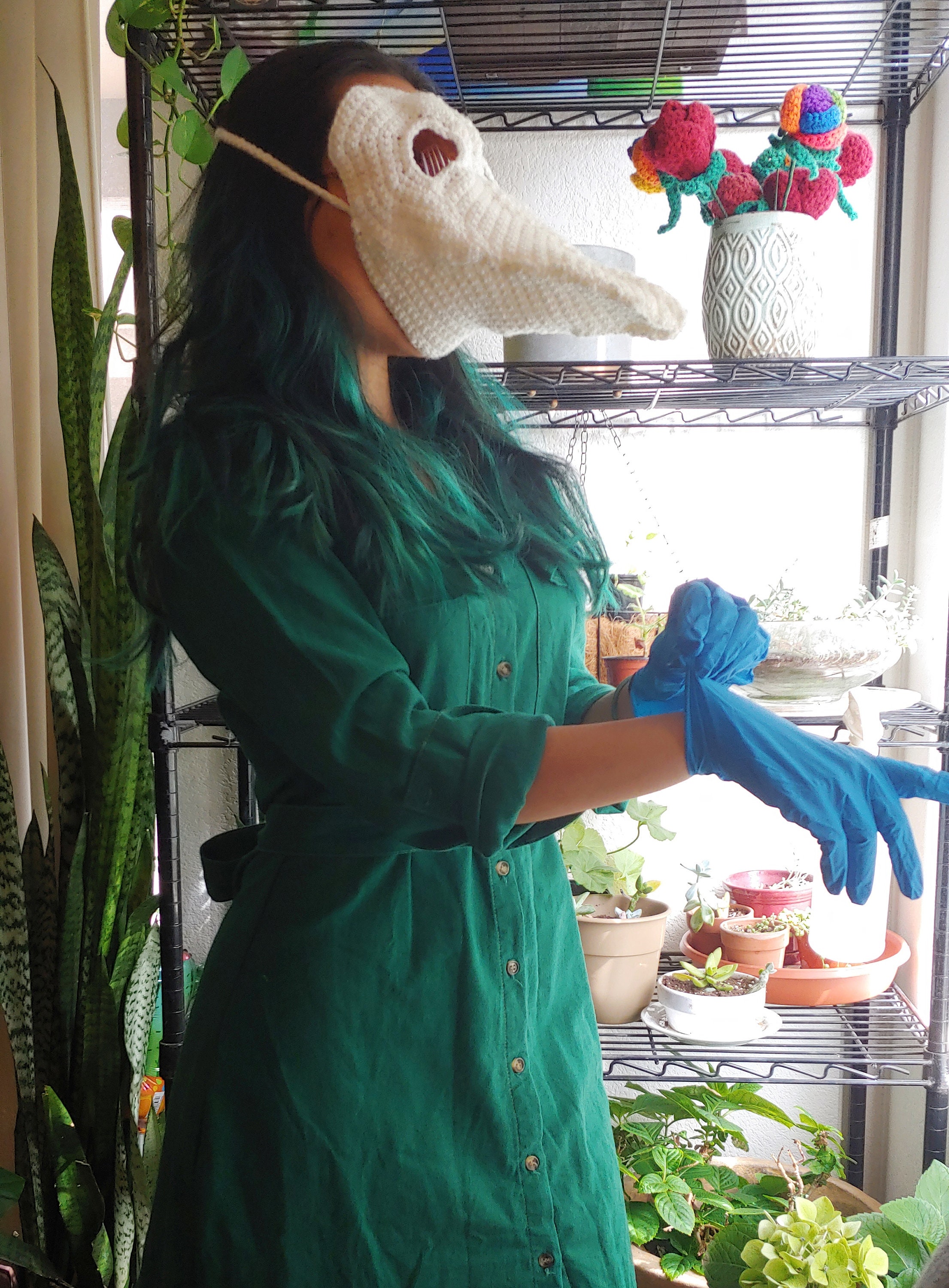 Crochet Plague Mask PDF Pattern // Bubonic Plague Doctor Halloween costume // Raven Face Mask Bird // Quarantine Makes // Hobby DIY - Thumbnail 5
