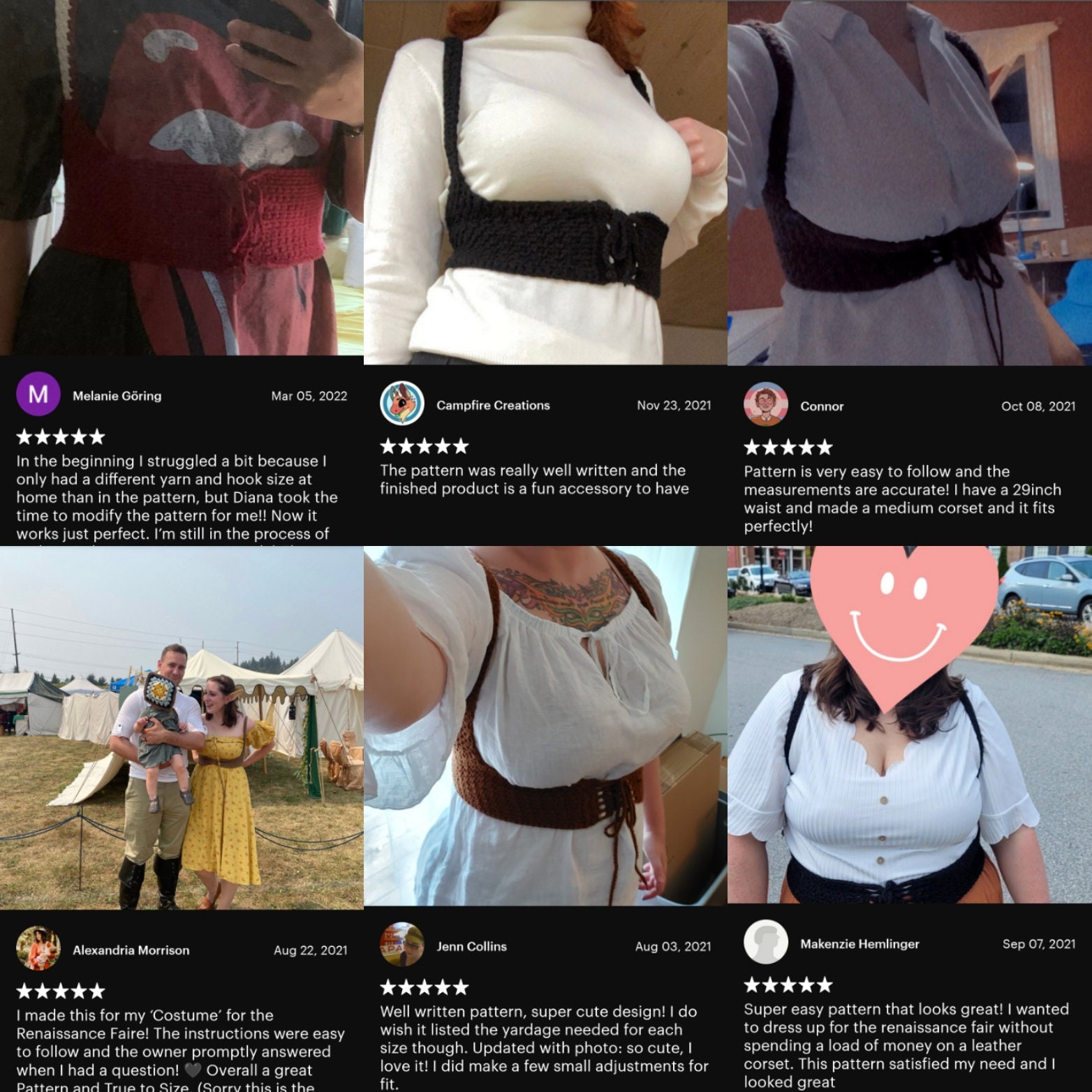 Underbust Crochet Corset PDF Pattern // Corset With Shoulder Straps // Lace Up Steampunk Fashion Sexy // Non-restricting // Cottagecore DIY - Thumbnail 4