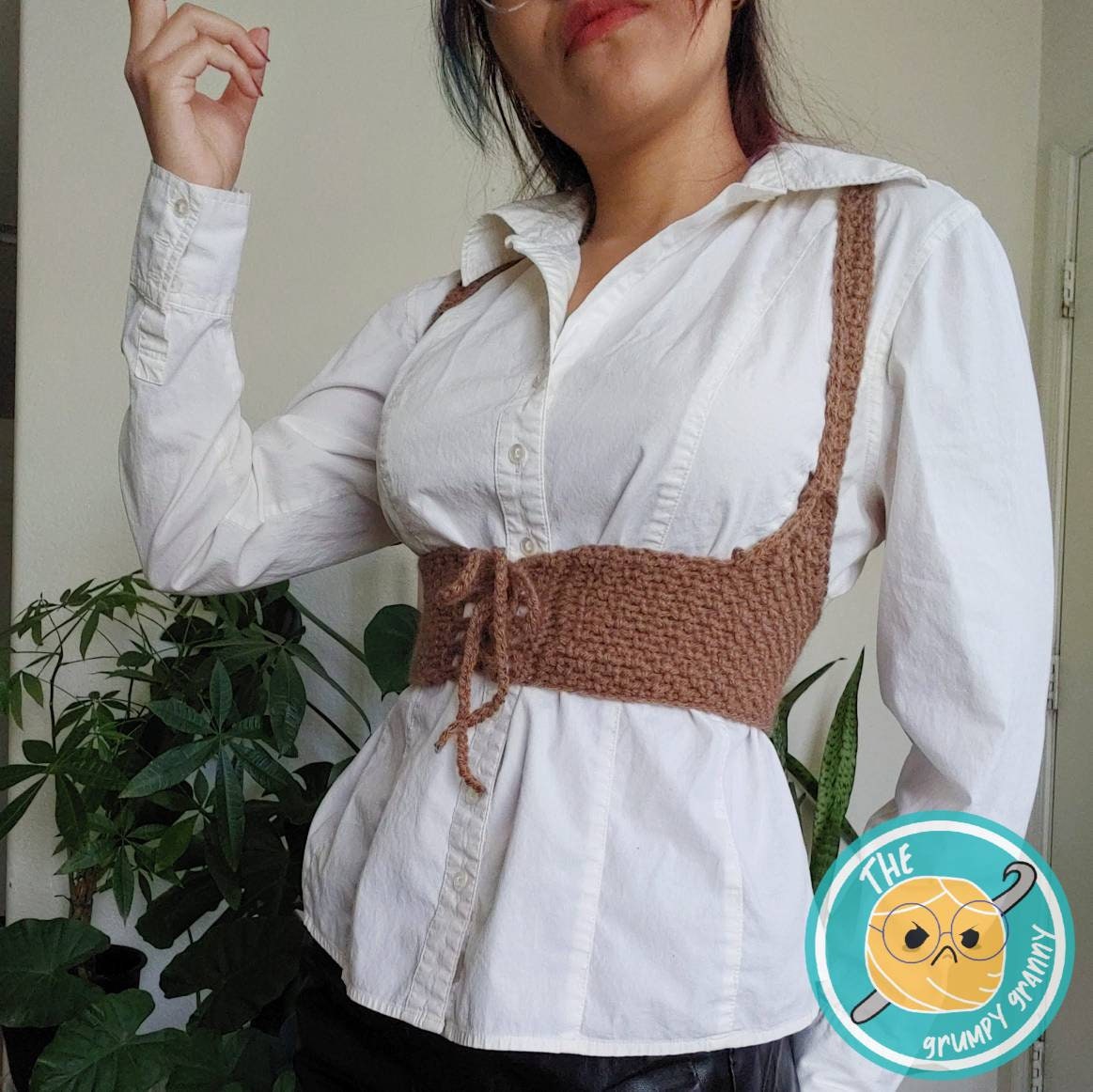 Underbust Crochet Corset PDF Pattern // Corset With Shoulder Straps // Lace Up Steampunk Fashion Sexy // Non-restricting // Cottagecore DIY - Thumbnail 2