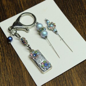 Handmade Scissor fob and pins with Swarovski crystals/pearls