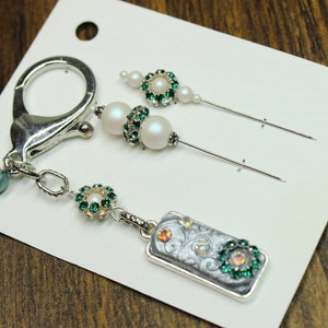 Handmade Scissor fob and pins with Swarovski crystals/pearls