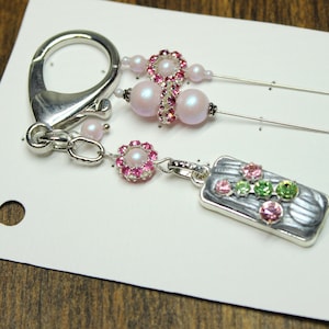 Handmade Scissor fob and pins with Swarovski crystals/pearls