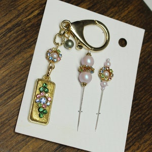 Handmade Scissor fob and pins with Swarovski crystals/pearls