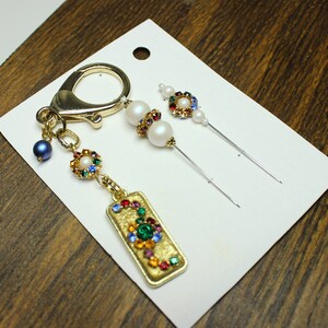 Handmade Scissor fob and pins with Swarovski crystals/pearls