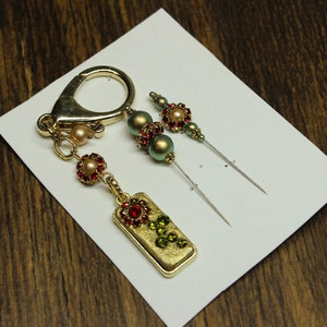 Handmade Scissor fob and pins with Swarovski crystals/pearls
